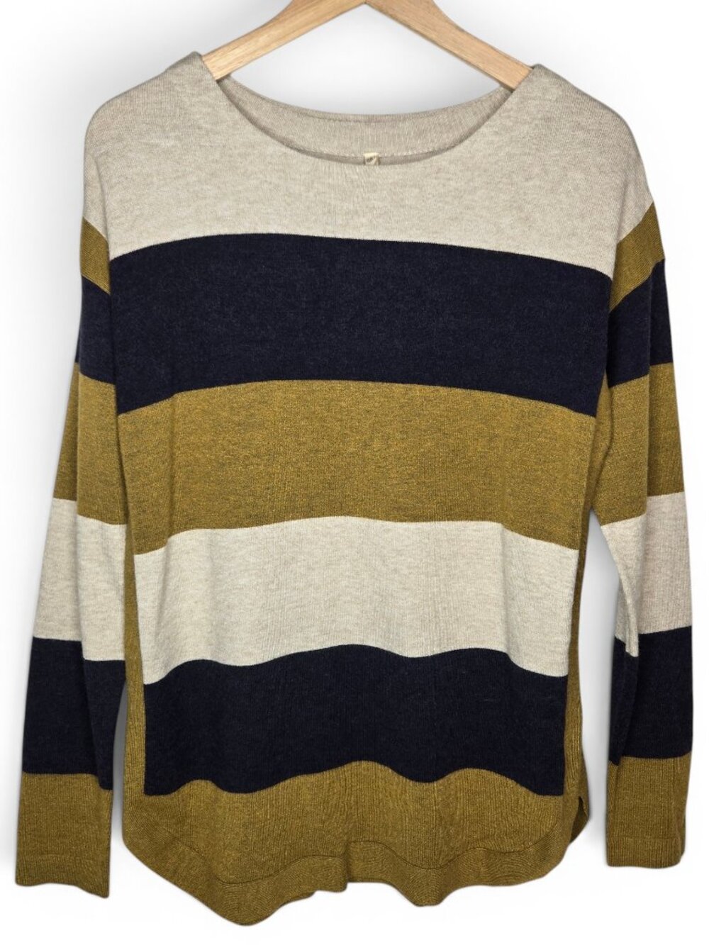 Teaberry & Weave Striped Long Sleeve Sweater Womens Scoop Neck Pullover M